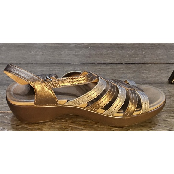 Dansko Sandals Womens EU 38 US 7.5 Drea Fisherman Wedge Bronze Gladiator Brown - Picture 2 of 11